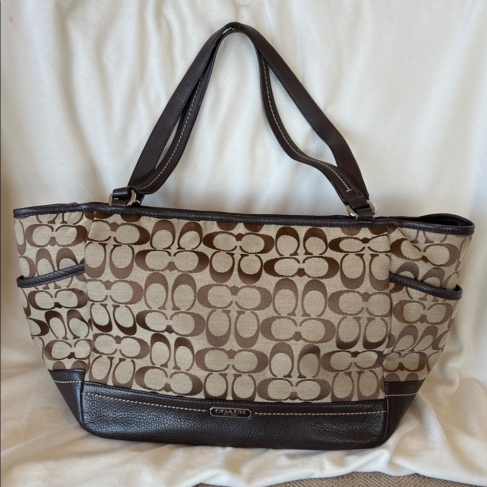 Coach Brown and Cream Patterned Tote
